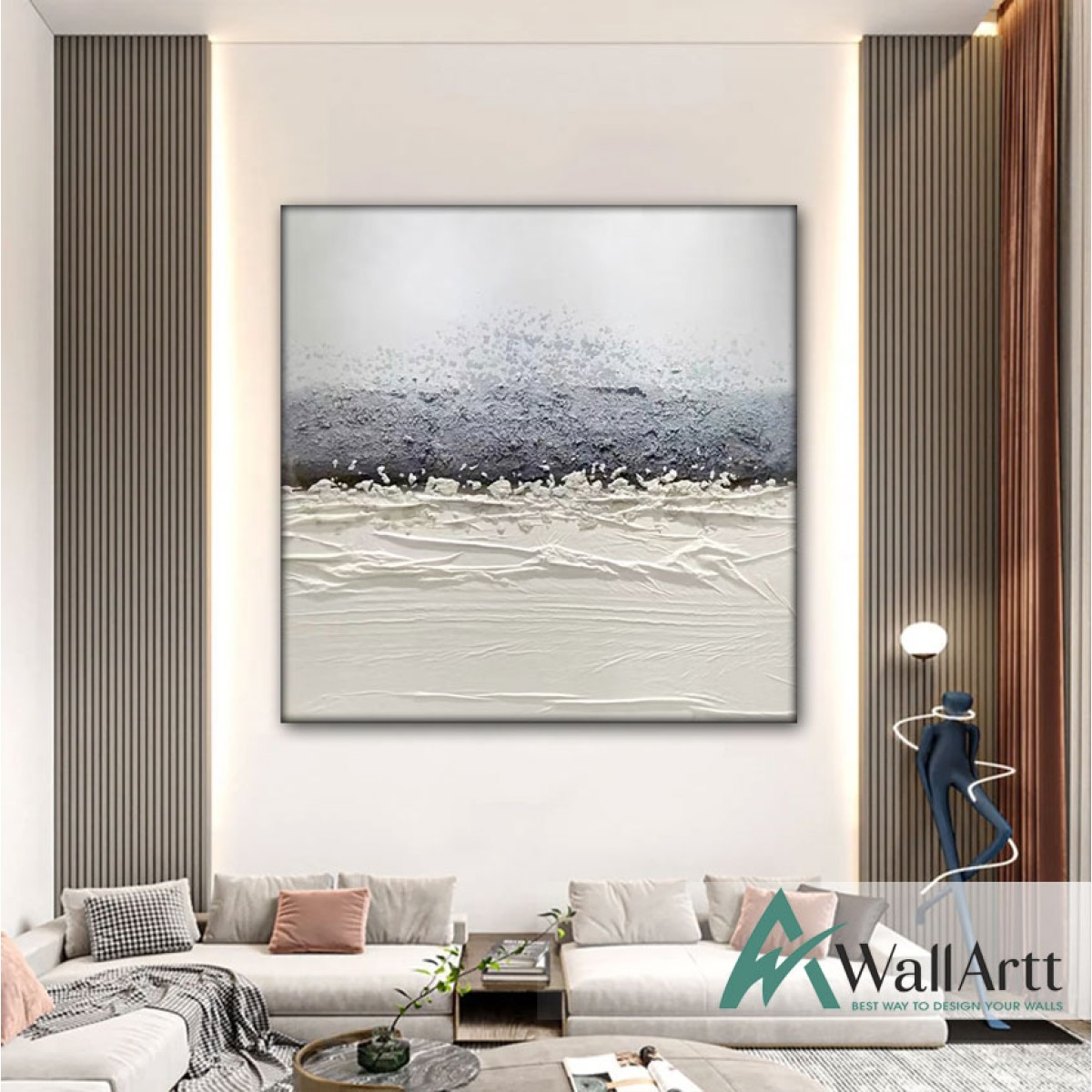 Abstract Waves 3d Heavy Textured Partial Oil Painting